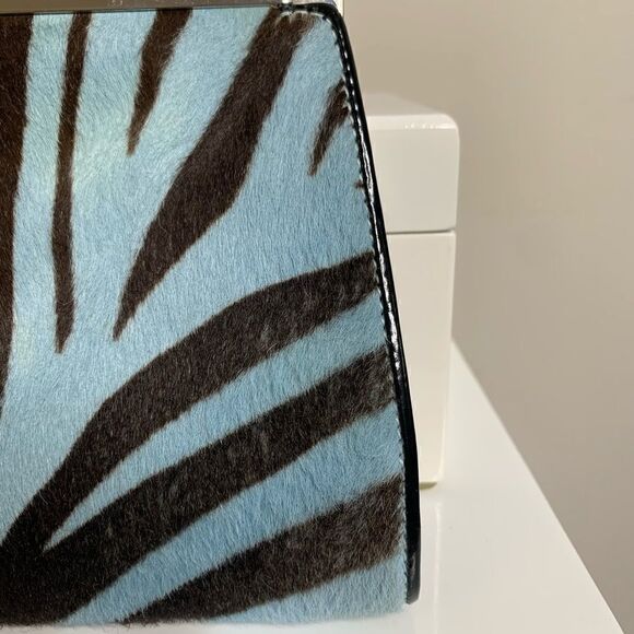 Gucci Pony Hair Clutch - Zebra - Brown and Blue - Picture 6 of 13